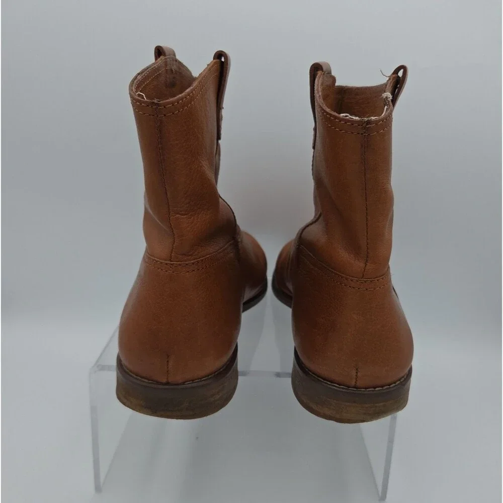 Madewell Otis Leather Pull On Ankle Cowgirl Boots Cognac Brown Womens Sz 9.5 US